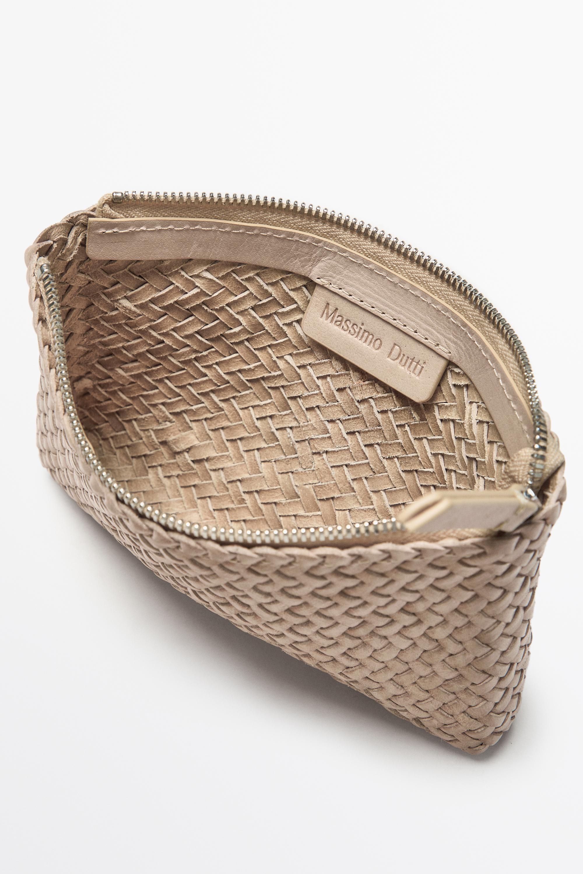 Sac pochette tressé en cuir nappa